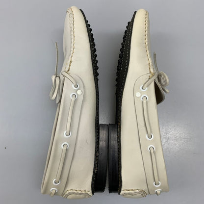 カーシュー ドライビングシューズ レザー ホワイト サイズ41 Car Shoe 約26.0cm【AFD13】