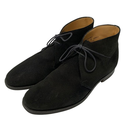 クロケット&ジョーンズ レザーシューズ チャッカブーツ チャートシー スエード ブラック サイズUK7E CROCKETT&JONES CHERTSEY ブーツ 約25.5cm【LA】【中古】