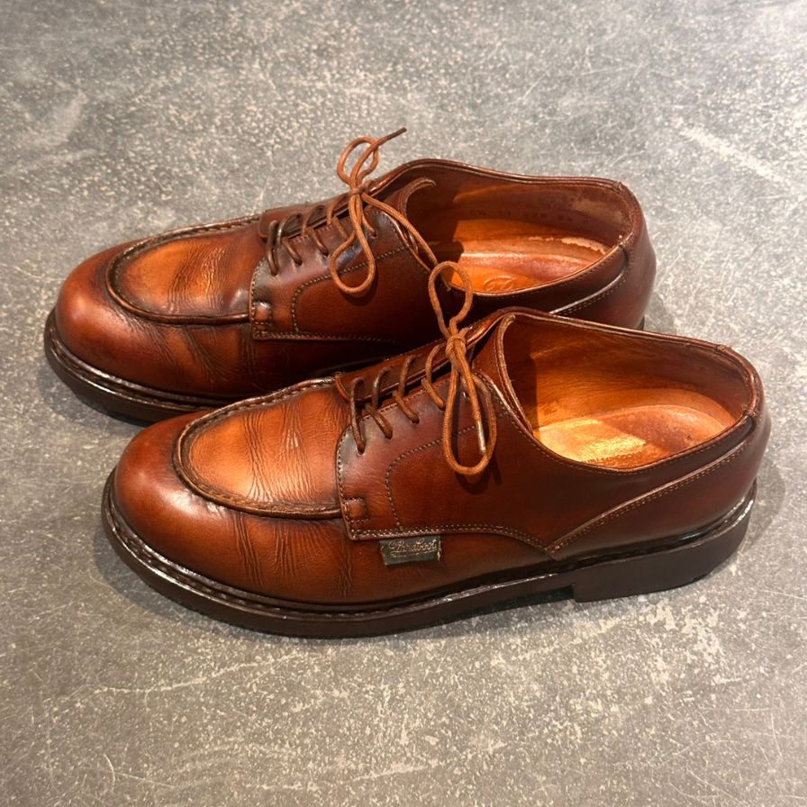 パラブーツ レザーシューズ シャンボード Uチップ デカタグ ブラウン  メンズ サイズUK6.5 PARABOOT ビジネスシューズ 約25.0cm【LA】【中古】