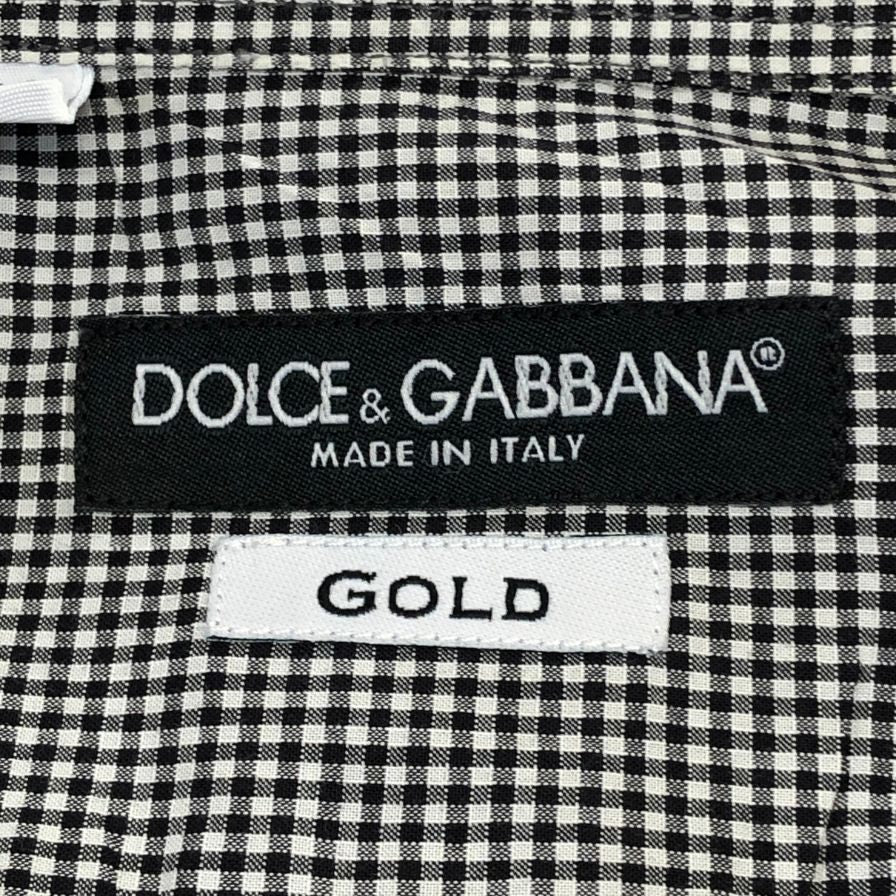 極美品◆ドルチェ&ガッバーナ 長袖シャツ GOLD ギンガムチェック メンズ サイズ41 DOLCE & GABBANA 【AFB38】