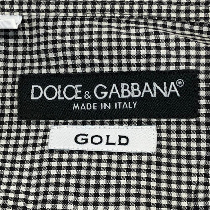 極美品◆ドルチェ&ガッバーナ 長袖シャツ GOLD ギンガムチェック メンズ サイズ41 DOLCE & GABBANA 【AFB38】