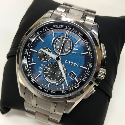 シチズン 腕時計 アテッサ エコドライブ チタン 電波 ソーラー H804-T018696 シルバー 青文字盤 メンズ CITIZEN【AFI9】