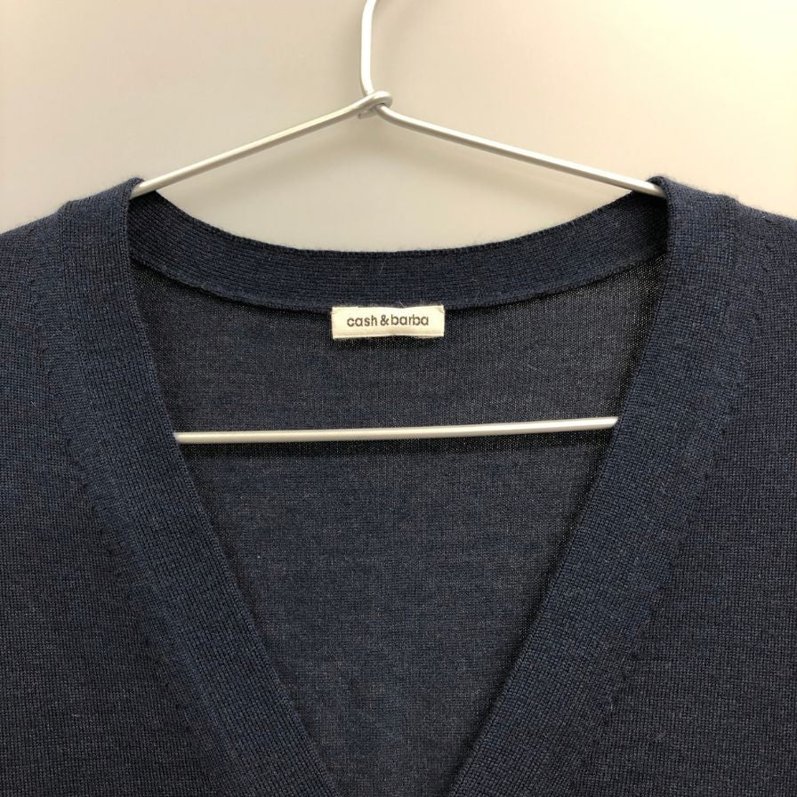 新品同様◆キャッシュ＆バルバ カーディガン ウーステッドカシミヤ 150 ネイビー メンズ サイズ2 IMWSW002 Cash&Barba 【AFB17】