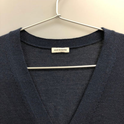 新品同様◆キャッシュ＆バルバ カーディガン ウーステッドカシミヤ 150 ネイビー メンズ サイズ2 IMWSW002 Cash&Barba 【AFB17】