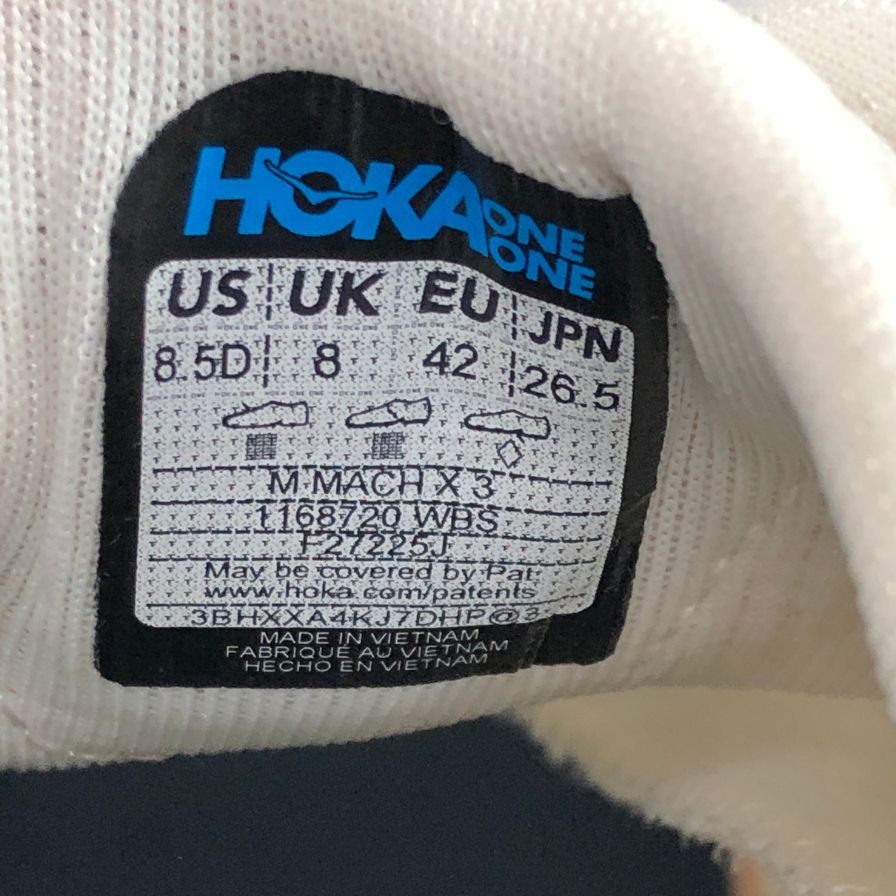 ホカオネオネ ランニングシューズ マッハ X3 ホワイト メンズ 26.5㎝ HOKA ONE ONE【AFC29】【中古】