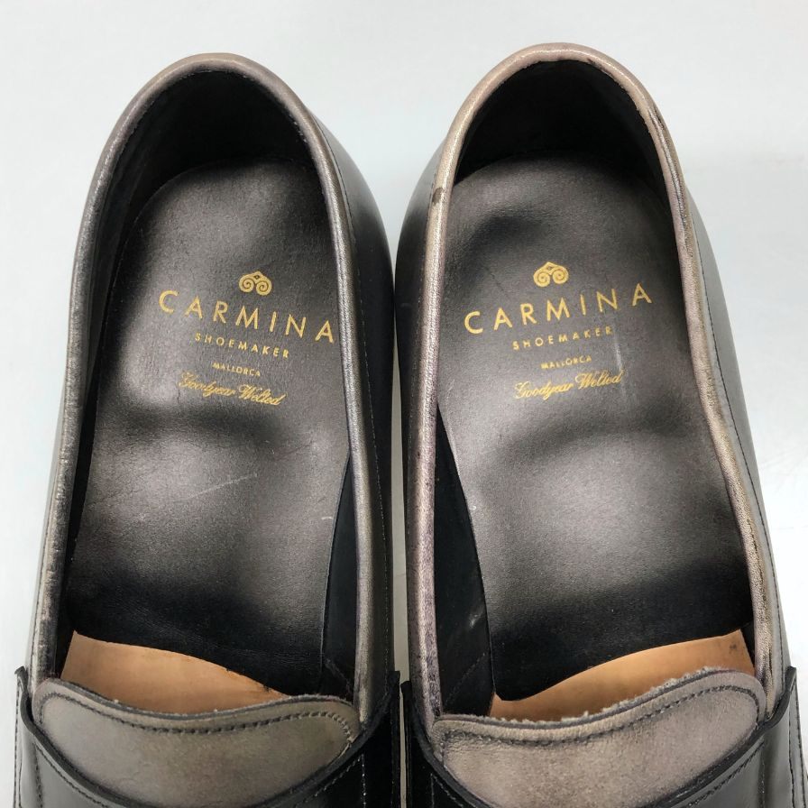 カルミナ コインローファー カーフ コンビ ブラック×グレー メンズ サイズ7.5 80578 CARMINA ローファー 約26.0cm【LA】【中古】