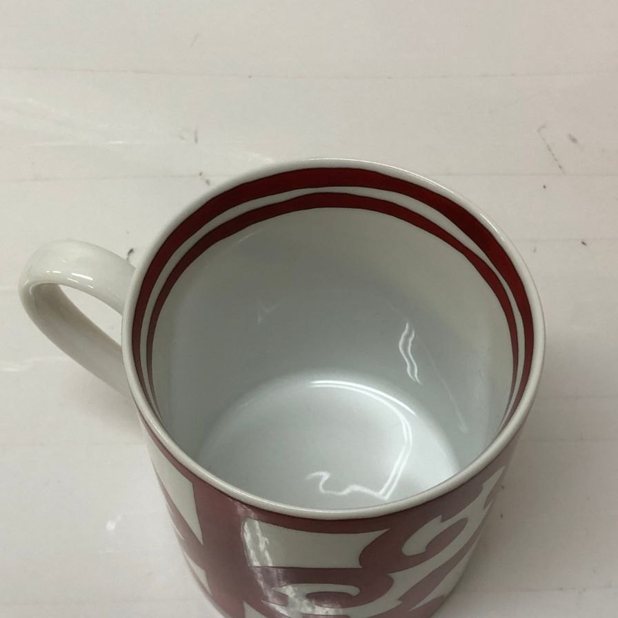 エルメス マグカップ ガダルキヴィール1 レッド×ホワイト 陶器 HERMES【AFI28】【中古】