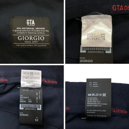 ジーティーアー ジョガーパンツ GIORGIO コットン リブ メンズ ネイビー サイズ52 GTA 【AFB19】