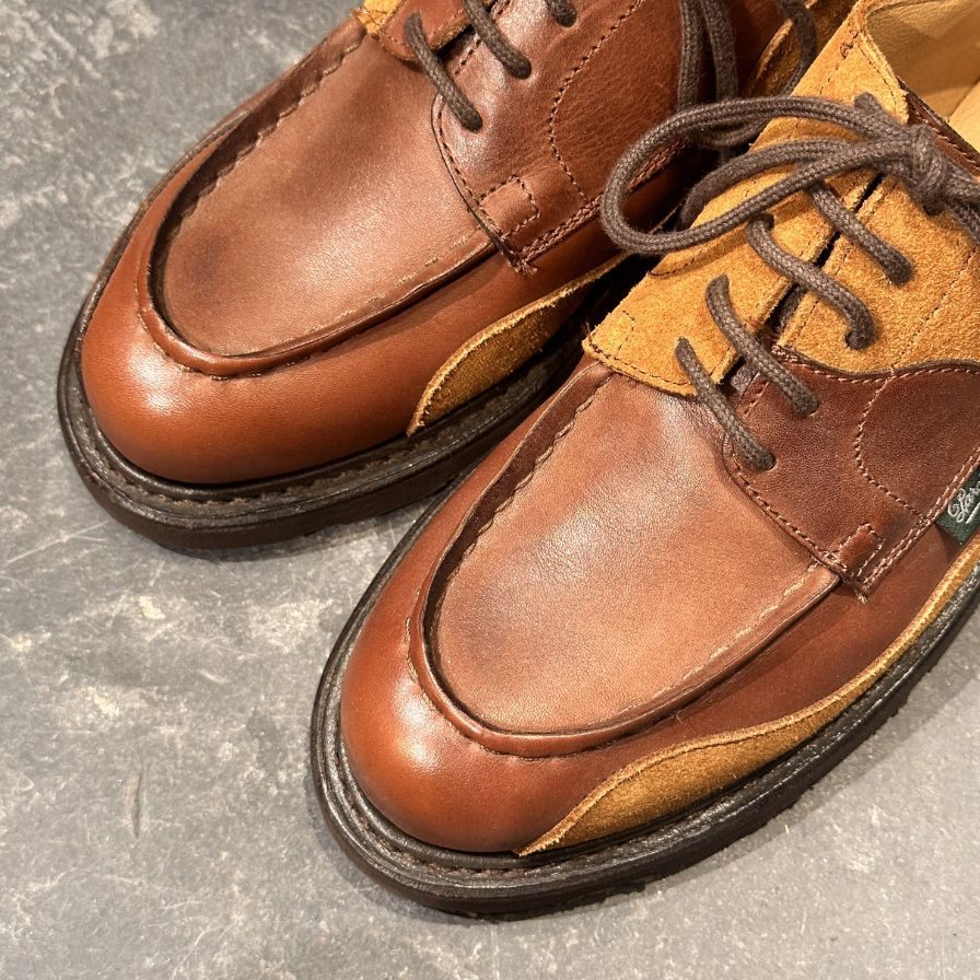 パラブーツ シャンボード Garance カフェ スエードコンビ パッチワーク サイズUK4 メンズ ブラウン Paraboot ビジネスシューズ 約23.5cm【LA】【中古】