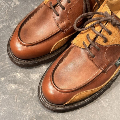 パラブーツ シャンボード Garance カフェ スエードコンビ パッチワーク サイズUK4 メンズ ブラウン Paraboot ビジネスシューズ 約23.5cm【LA】【中古】