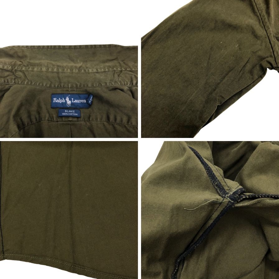 中古◆ラルフローレン 90S 長袖シャツ カーキ メンズ サイズXXL Ralph Lauren 【AFB41】