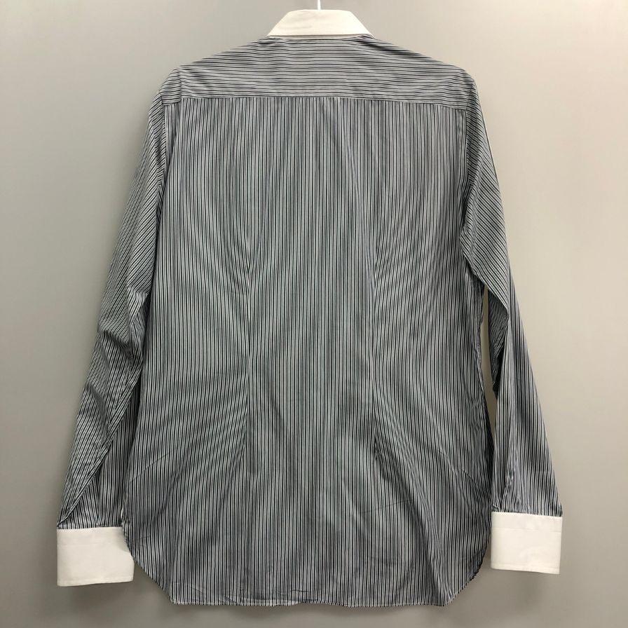 美品◆スティレラティーノ シャツ ストライプ グリーン系 メンズ サイズ40 15 4/3 Stile Latino 【AFB2】