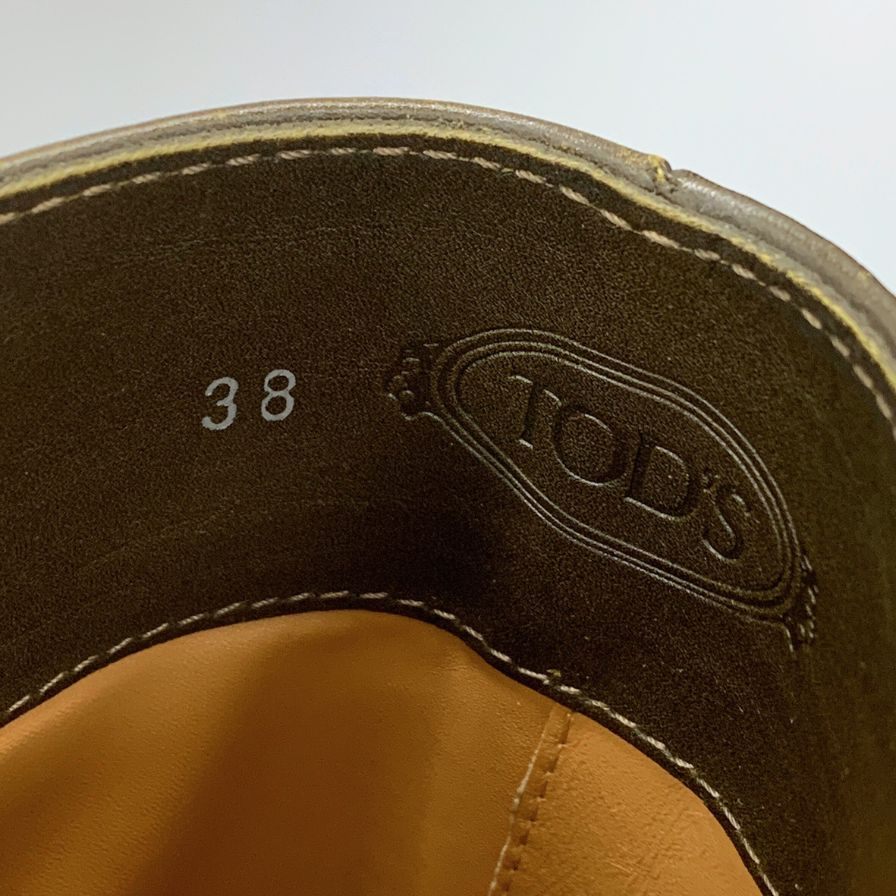 トッズ ドライビングブーツ ロングブーツ カーキ レディース サイズ38 TOD'S 約24.5cm【AFI30】