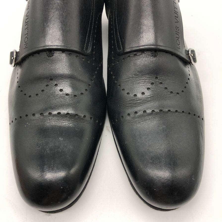 ルイ ヴィトン レザーシューズ ダブルモンク ST1110 カーフ メダリオン メンズ ブラック サイズUK5.5 LOUIS VUITTON 約24.5cm【PTM】