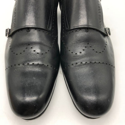 ルイ ヴィトン レザーシューズ ダブルモンク ST1110 カーフ メダリオン メンズ ブラック サイズUK5.5 LOUIS VUITTON 約24.5cm【PTM】
