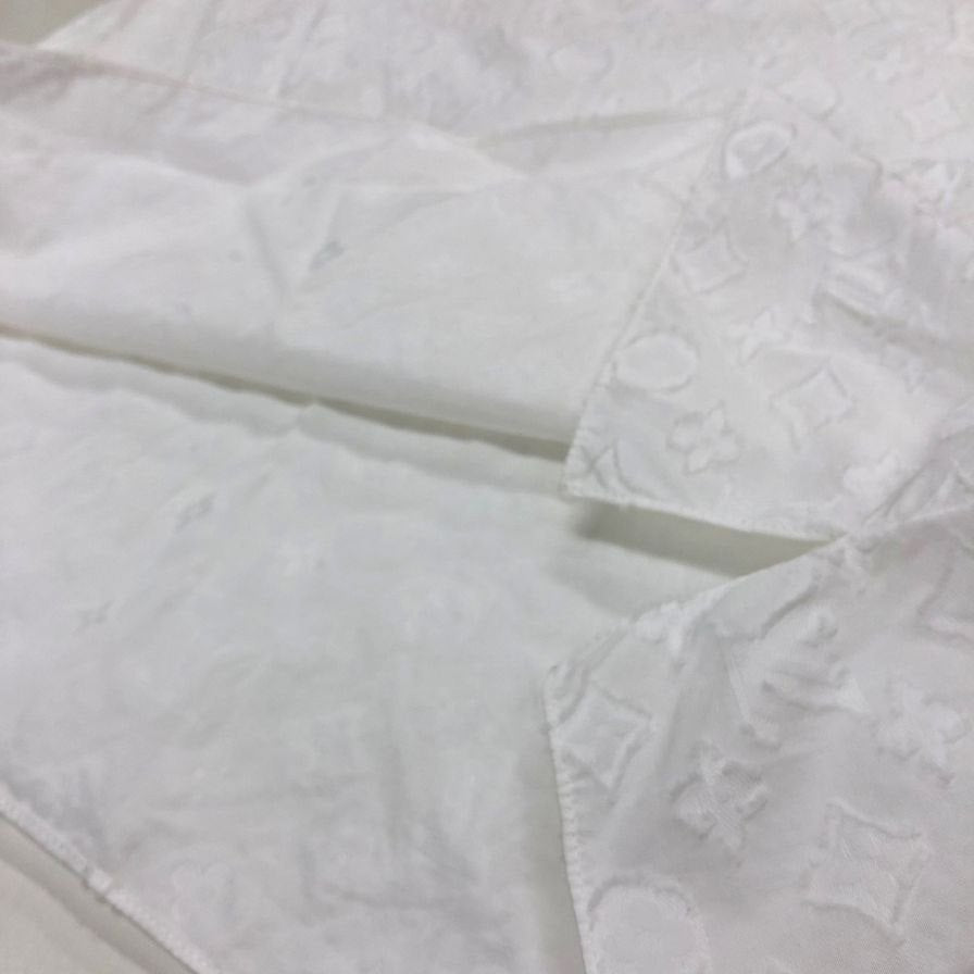 極美品◆ルイヴィトン 19AW モノグラムフリル ノースリーブシャツ ホワイト サイズ34 RW192W LOUIS VUITTON 【AFB36】