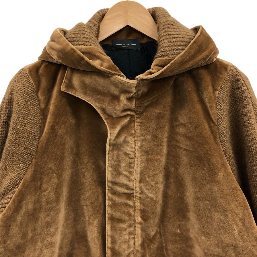 美品◆ロベルト コリーナ ジャケットパーカー ニット コットン ジップ ブラウン メンズ サイズ48 ROBERTO COLLINA 【AFA7】