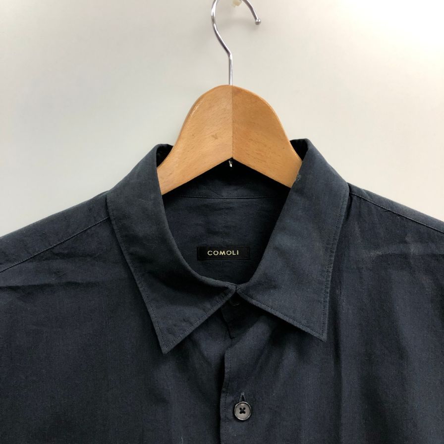 極美品◆コモリ 26AW コモリシャツ ネイビー メンズ サイズ2 E03-02001 COMOLI 【AFB13】