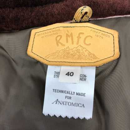 美品◆ロッキーマウンテン フェザーベッド×アナトミカ ダウンベスト カーフレザー メンズ サイズ40 カーキ×ブラウン Rocky Mountain Featherbed×ANATOMICA 【AFA1】