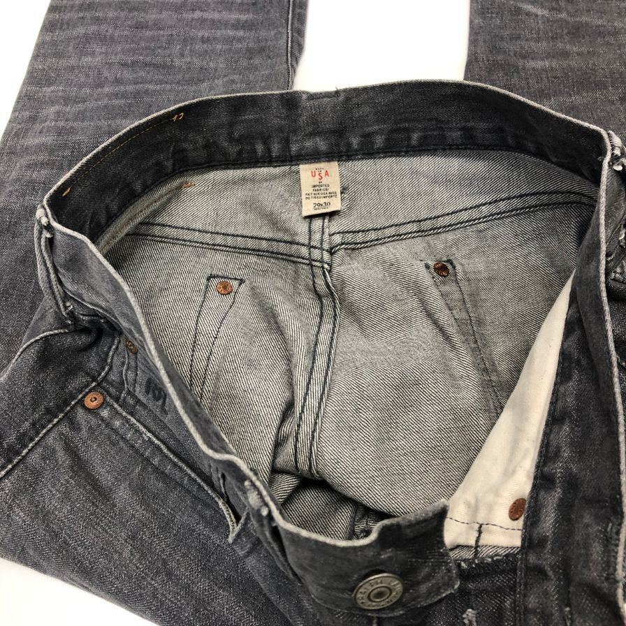 ダブルアールエル ラルフローレン デニムパンツ ストレート 革パッチ ボタンフライ グレー メンズ サイズ W29 L30 RRL RALPH LAUREN 【AFB39】