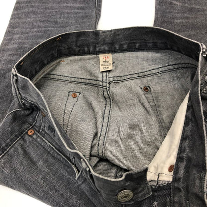 ダブルアールエル ラルフローレン デニムパンツ ストレート 革パッチ ボタンフライ グレー メンズ サイズ W29 L30 RRL RALPH LAUREN 【AFB39】