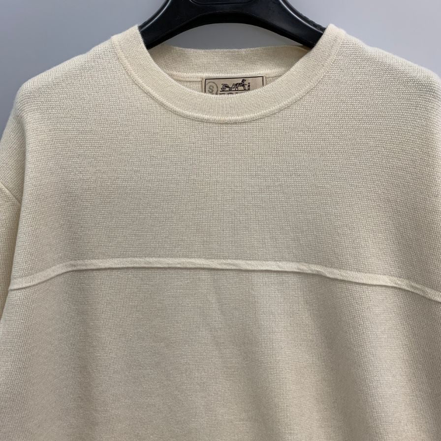 極美品◆エルメス ニット カシミヤ ホワイト ソルド品 メンズ サイズM HERMES 【AFB10】