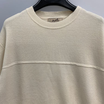 極美品◆エルメス ニット カシミヤ ホワイト ソルド品 メンズ サイズM HERMES 【AFB10】