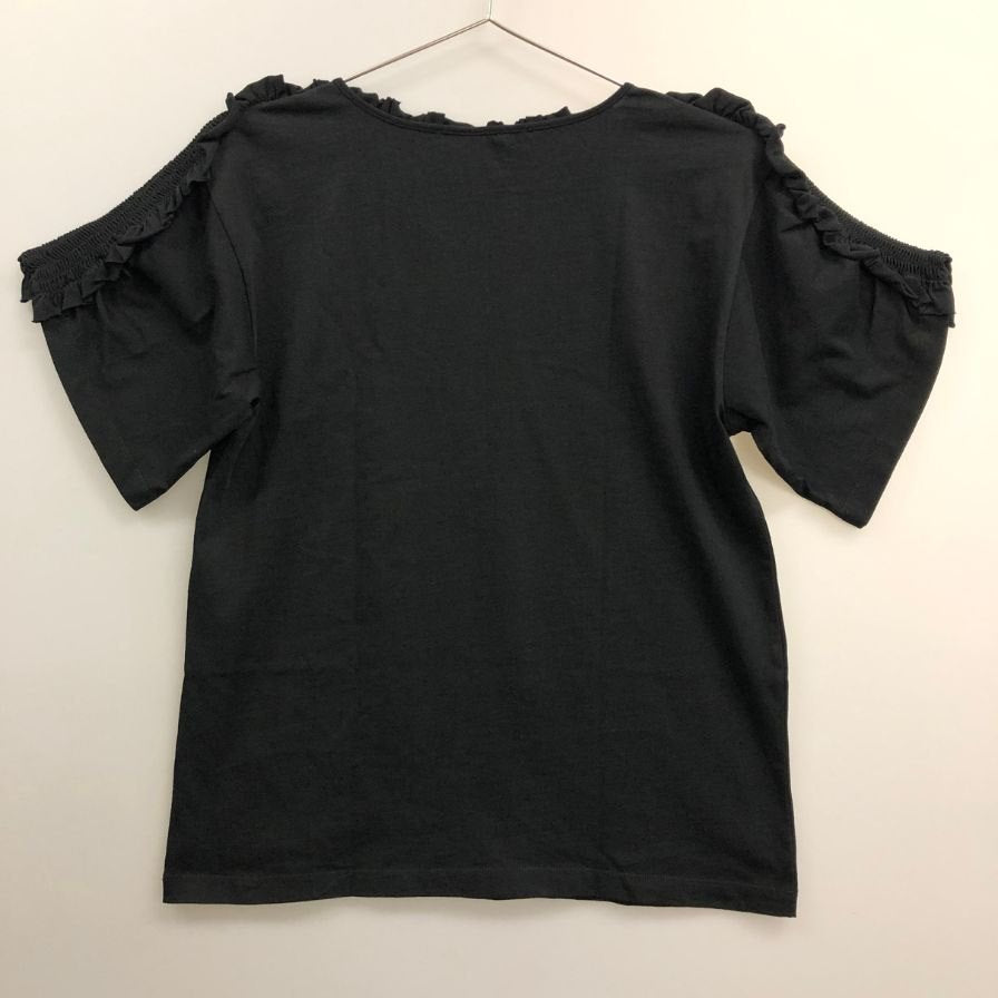 極美品◆シーバイクロエ 半袖Tシャツ フリル ブラック レディース サイズXS See By Chloe 【AFB46】