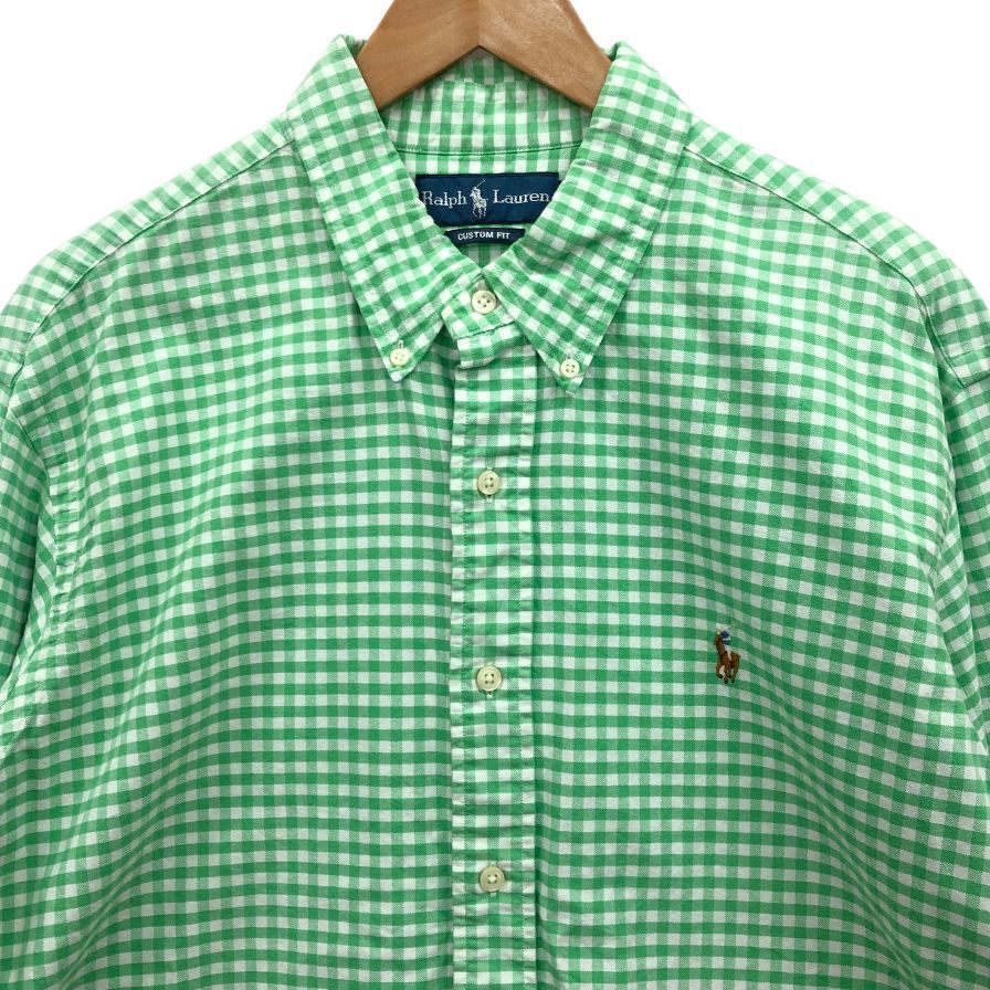 美品◆ラルフローレン 長袖シャツ チェック グリーン メンズ サイズXL Ralph Lauren 【AFB45】