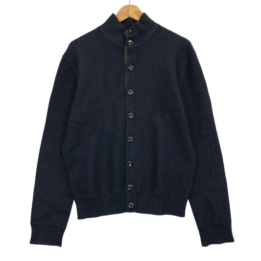 美品◆エルメネジルドゼニア スタンドカラー カシミアニット ネイビー S/48 イタリア製 oasi zegna 【AFB18】
