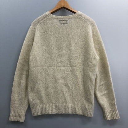 極美品◆ビームス プラス 7G クルーネック ニット カシミヤ シルク ホワイト メンズ サイズS BEAMS PLUS 【AFB26】