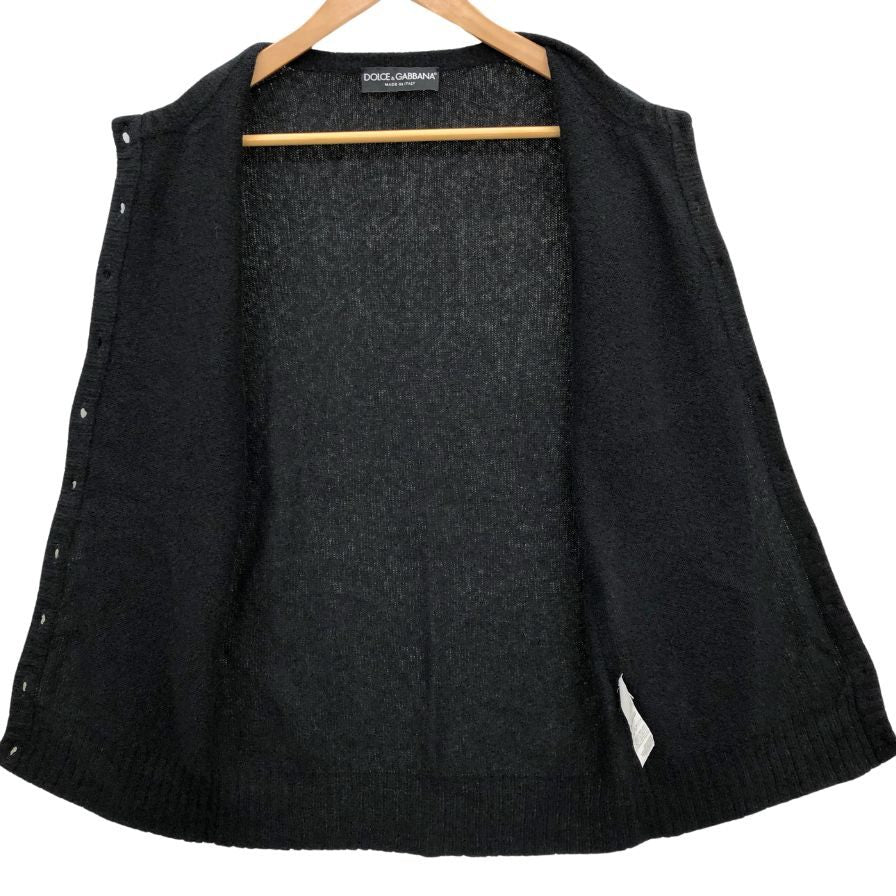 極美品◆ドルチェ&ガッバーナ カーディガン カシミア＆シルク レディース サイズ42 ブラック DOLCE&GABBANA 【AFB31】