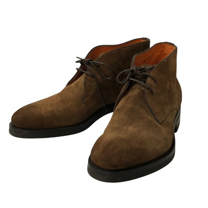 サントーニ チャッカブーツ スエード プレーントゥ メンズ ブラウン サイズUK7.5 Santoni 約26.0cm【PTM1】