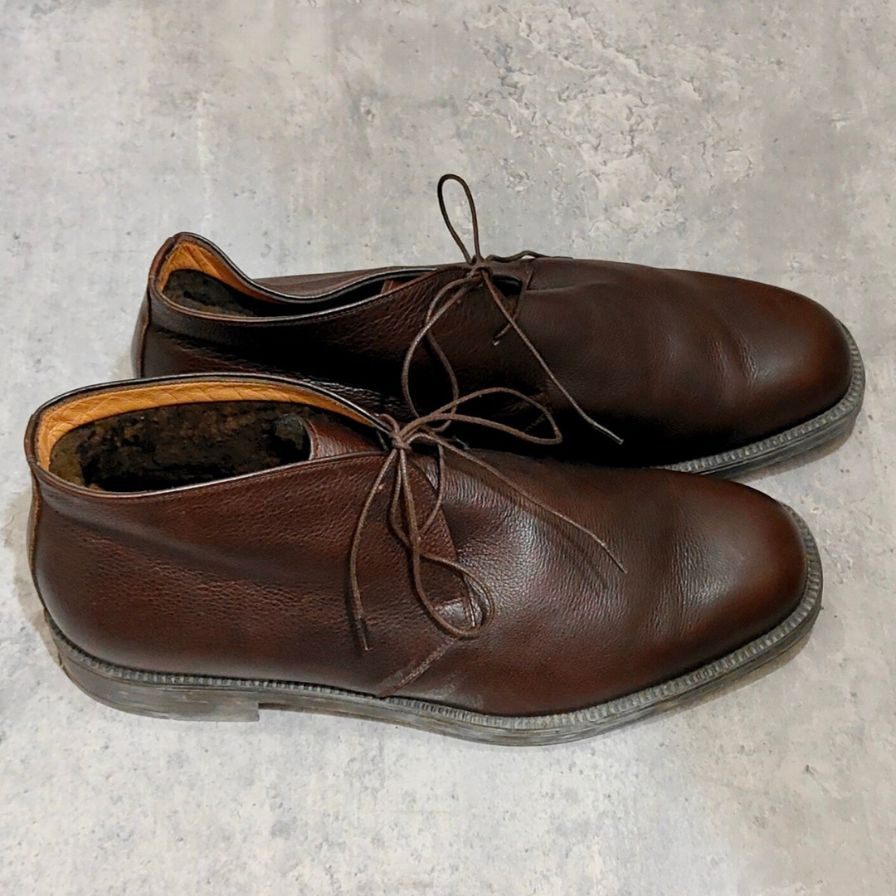 サルヴァトーレフェラガモ チャッカブーツ グレインレザー 内側ムートン サイズUK8.5EE Salvatore Ferragamo ブーツ 約26.5cm【LA】【中古】