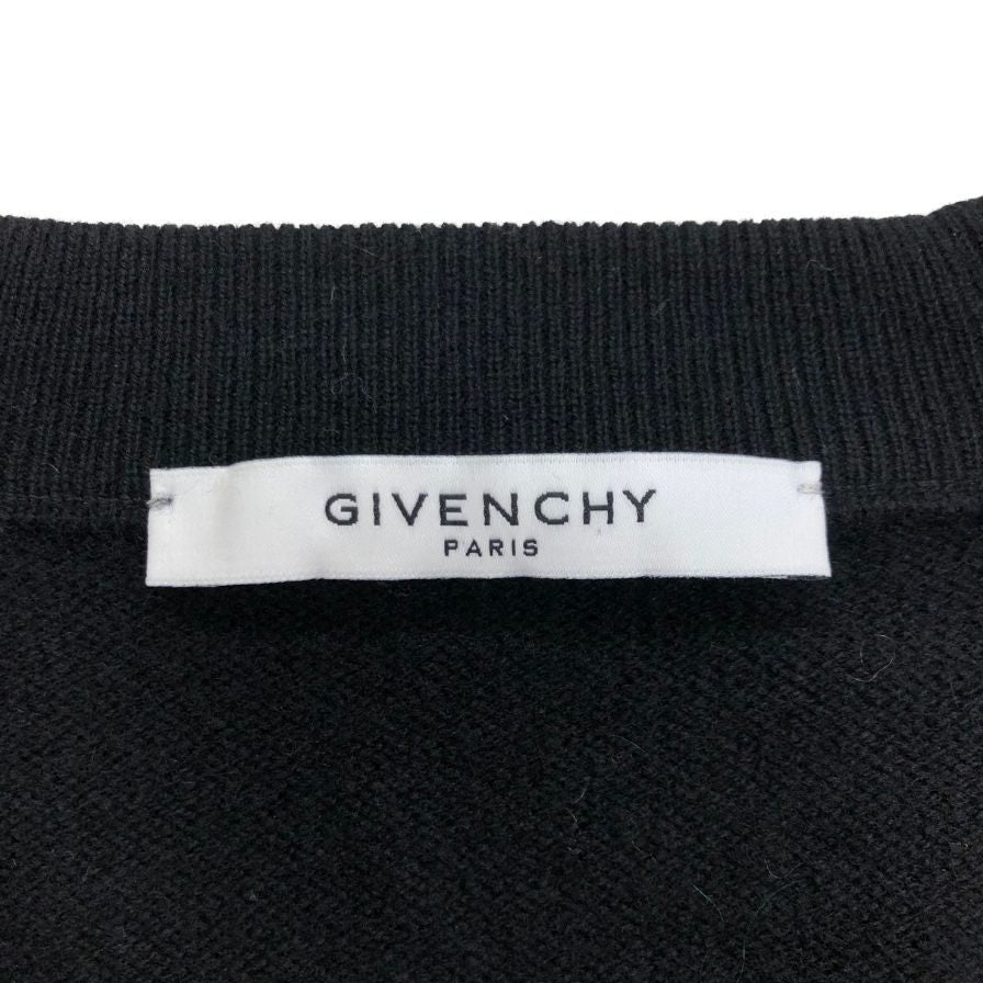 極美品◆ジバンシー Ｖネックニット セーター サイドゴールド ジップ メンズ カシミア混 サイズＳ ブラック BW906H4Z4E GIVENCHY 【AFB17】