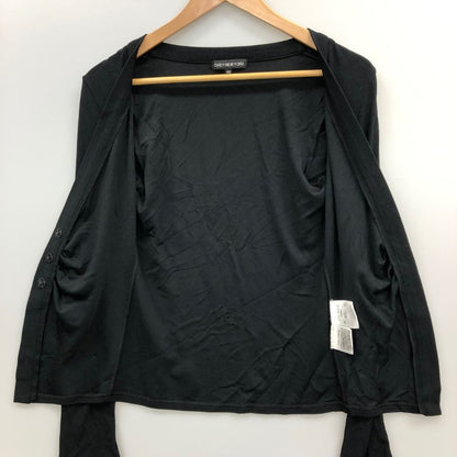 美品◆フォクシー ニューヨーク  カーディガン プランジングネック 長袖 ストレッチ 40サイズ ブラック 22343-SRJAI58 FOXEY NEW YORK 【AFB8】