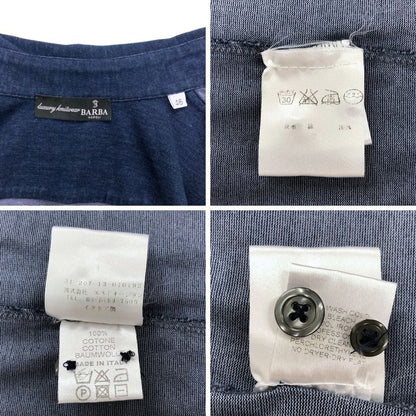 美品◆バルバ カッタウェイシャツ ネイビー メンズ サイズ46 BARBA 【AFB21】