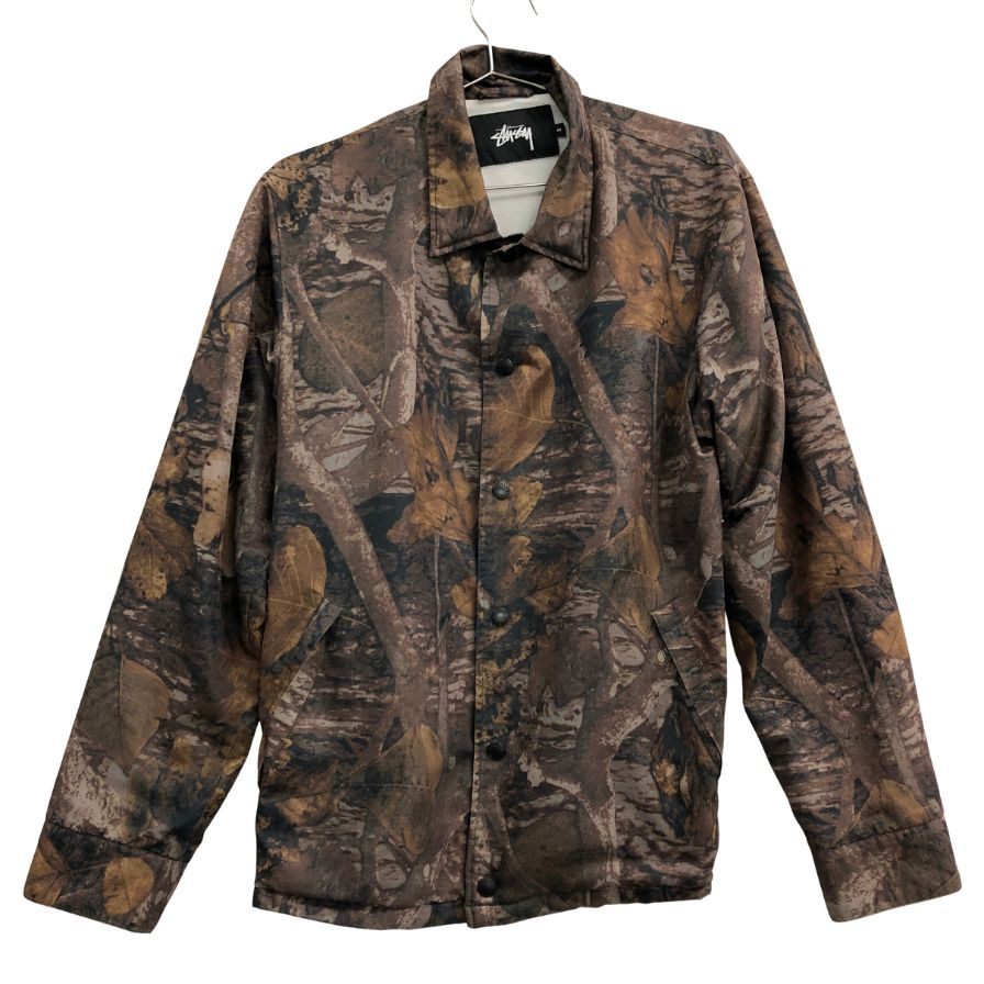美品◆ステューシー リアルツリー柄 コーチジャケット ブラウン サイズM メンズ Stüssy Realtree 【AFB42】