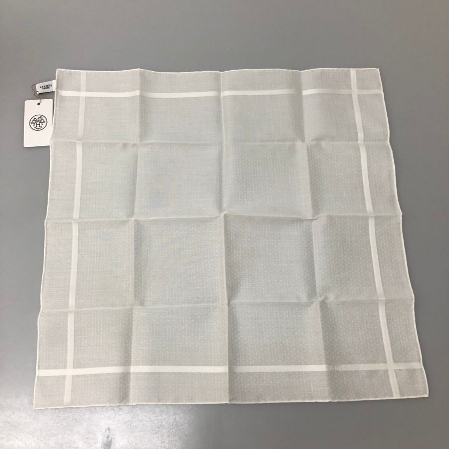 エルメス ハンカチ コットン100% ホワイト レディース HERMES【AFB53】【中古】