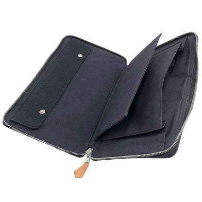 エルメス 長財布 フールトゥ パースGM キャンバス シルバー金具 ラウンドファスナー ブラック HERMES【AFI20】
