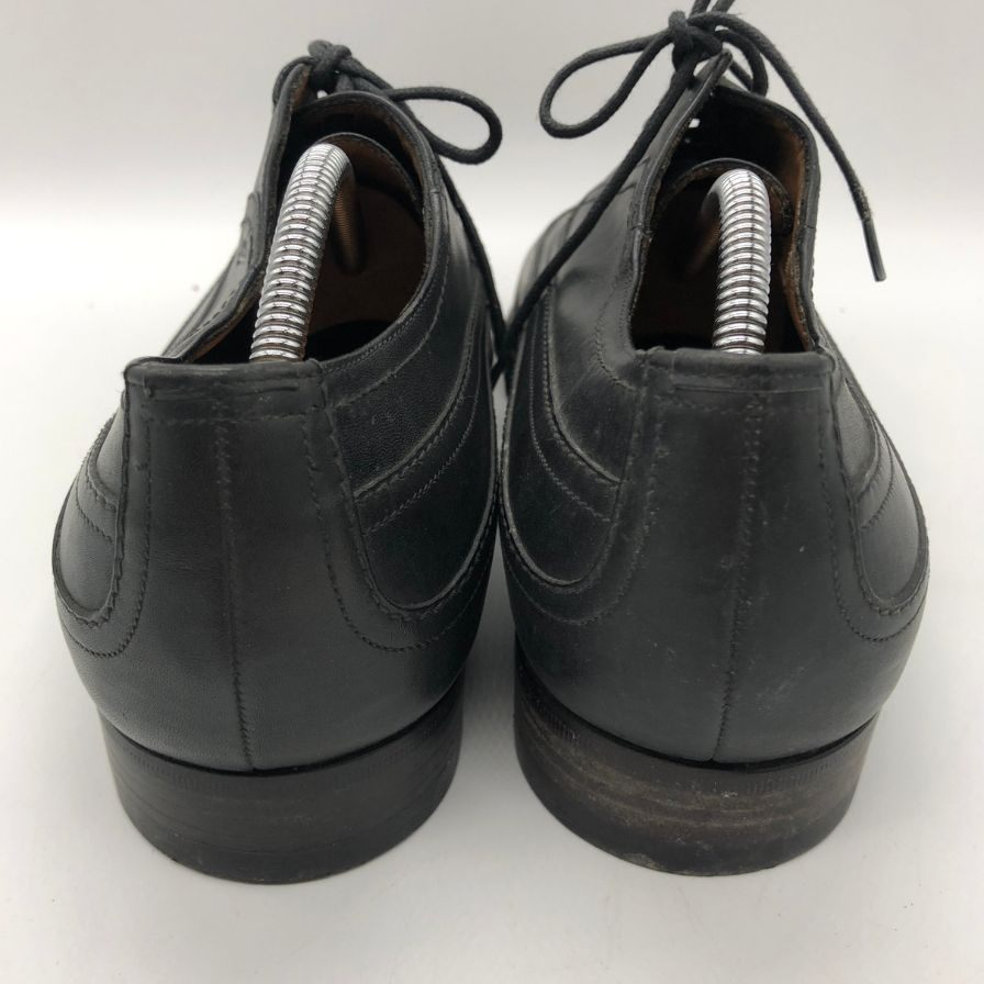 グッチ ウイングチップ カーフ ロゴ刻印 ステッチ メンズ ブラック サイズ40E GUCCI 約25.0cm【PTM4】