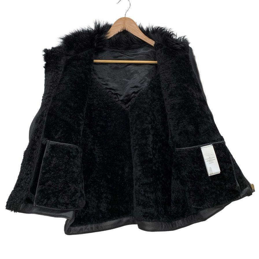 美品◆リックオウエンス レザー ブルゾン ショートスリーブ ラム ムートン レデイース RP13F07022 サイズ42  ブラック Rick Owens 【AFA13】