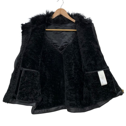 美品◆リックオウエンス レザー ブルゾン ショートスリーブ ラム ムートン レデイース RP13F07022 サイズ42  ブラック Rick Owens 【AFA13】