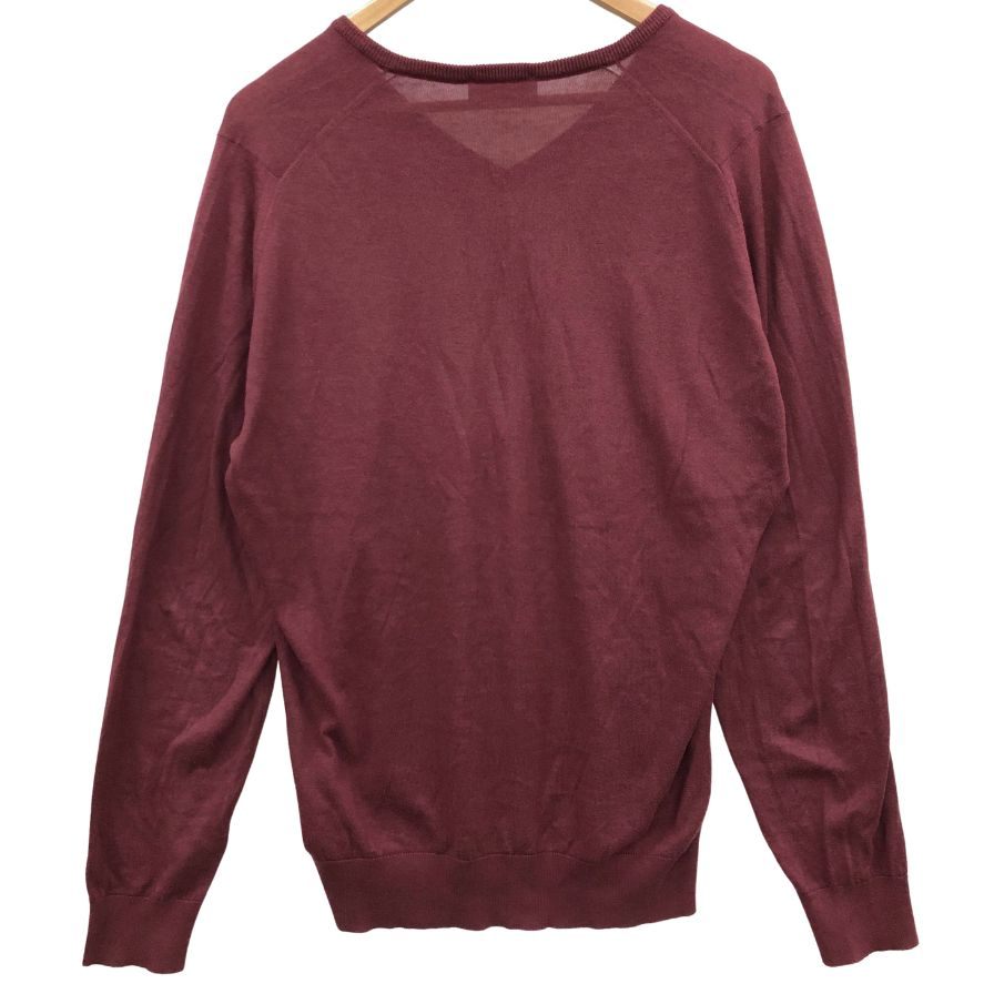美品◆ジョンスメドレー セーター Vネック ニット コットン カシミア 薄手 ボルドー メンズ サイズM JOHN SMEDLEY 【AFB9】