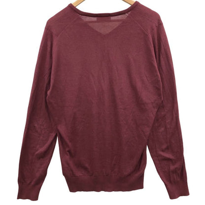 美品◆ジョンスメドレー セーター Vネック ニット コットン カシミア 薄手 ボルドー メンズ サイズM JOHN SMEDLEY 【AFB9】