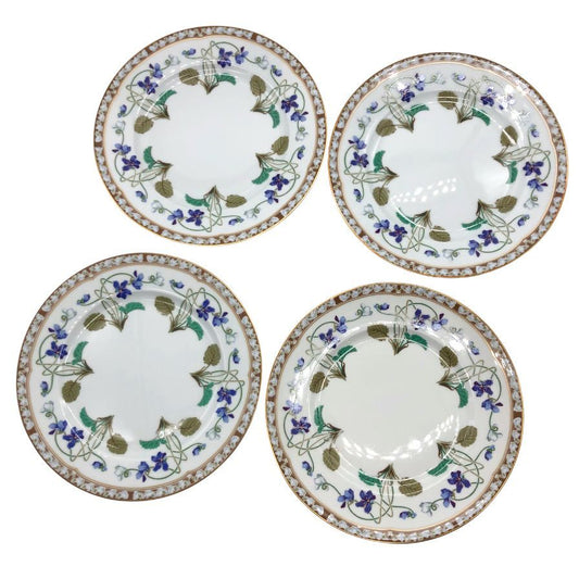 アビランド リモージュ アンペラトリス ユジェニー プレート 皿 4枚セット スミレ柄  ホワイト系19cm Haviland LIMOGES【AFB55】【中古】