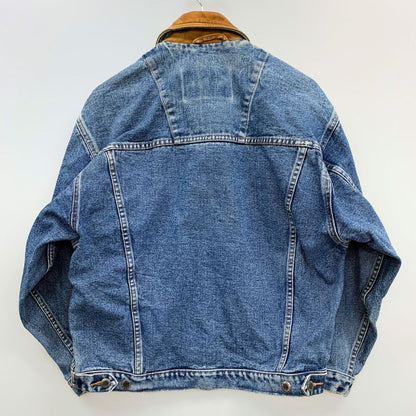 美品◆ティンバーランド Gジャン 襟 レザー 切替 デニム トラッカー ジャケット ショート丈 ボックス インディゴ メンズ サイズXS Timberland 【AFB1】