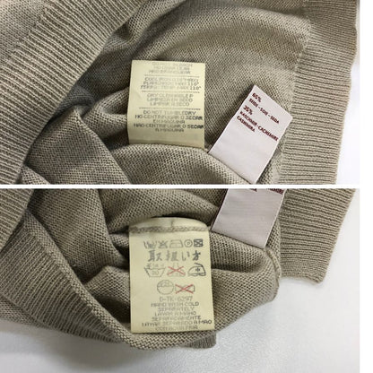 美品◆エルメネジルドゼニア ニットセーター シルク カシミヤ Vネック ベージュ系 サイズ50 メンズ Ermenegildo Zegna 【AFB41】