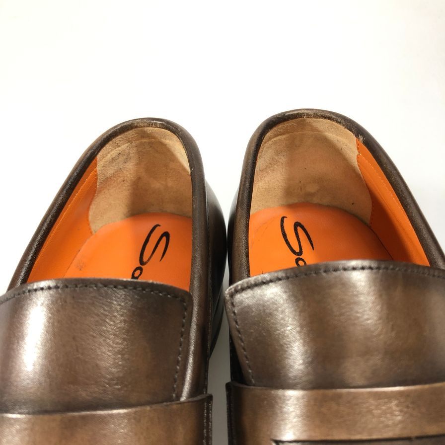 サントーニ レザーシューズ ローファー サイズ8.5 ブラウン メンズ SANTONI 約27.0cm【AFC31】
