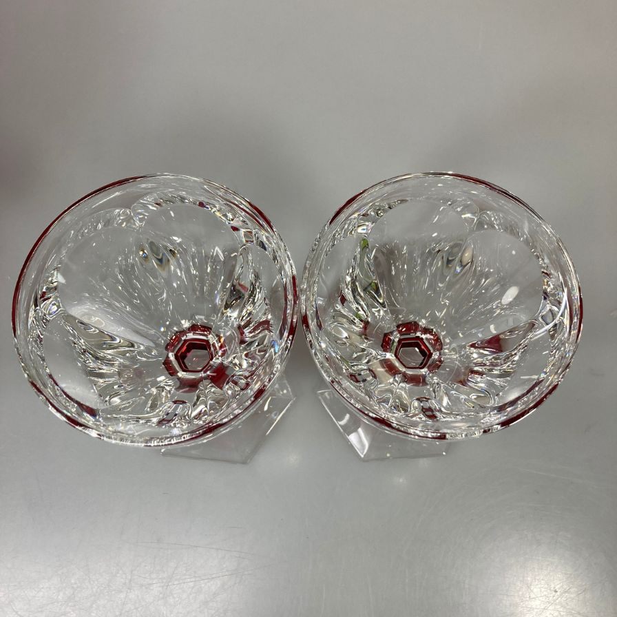 バカラ アルクール ワイングラス クリア&レッド 2客セット Baccarat【AFI28】【中古】